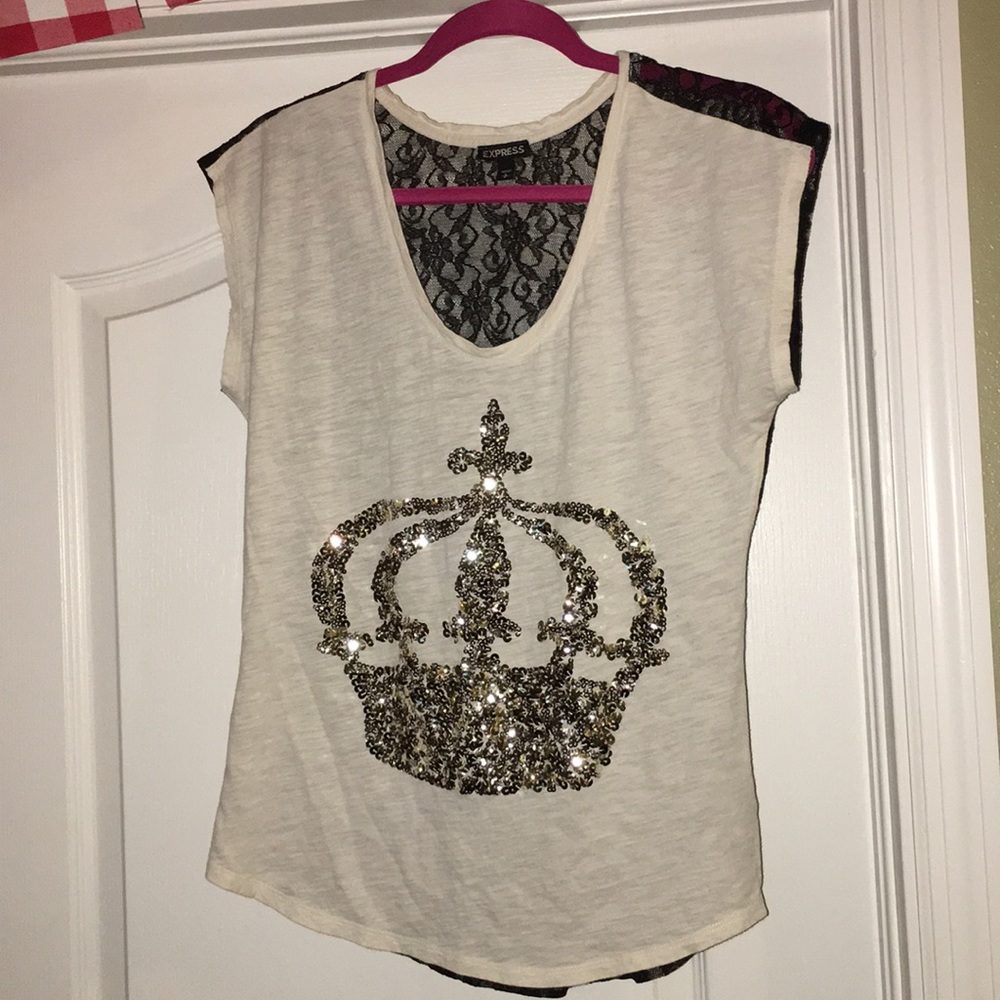Express Embellished Tee Sz S